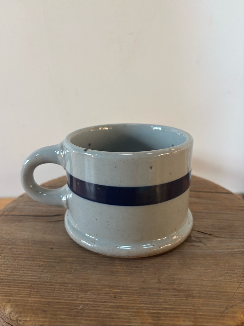 Classic Ceramic Cup with Navy Stripe - Blue and Cream